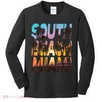 South Beach Miami Sunset I Love Miami Beach Souvenir Kids Long Sleeve Shirt thumb 0