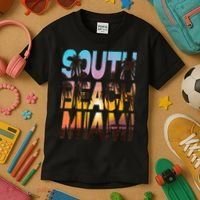 South Beach Miami Sunset I Love Miami Beach Souvenir Kids T-Shirt thumb 3