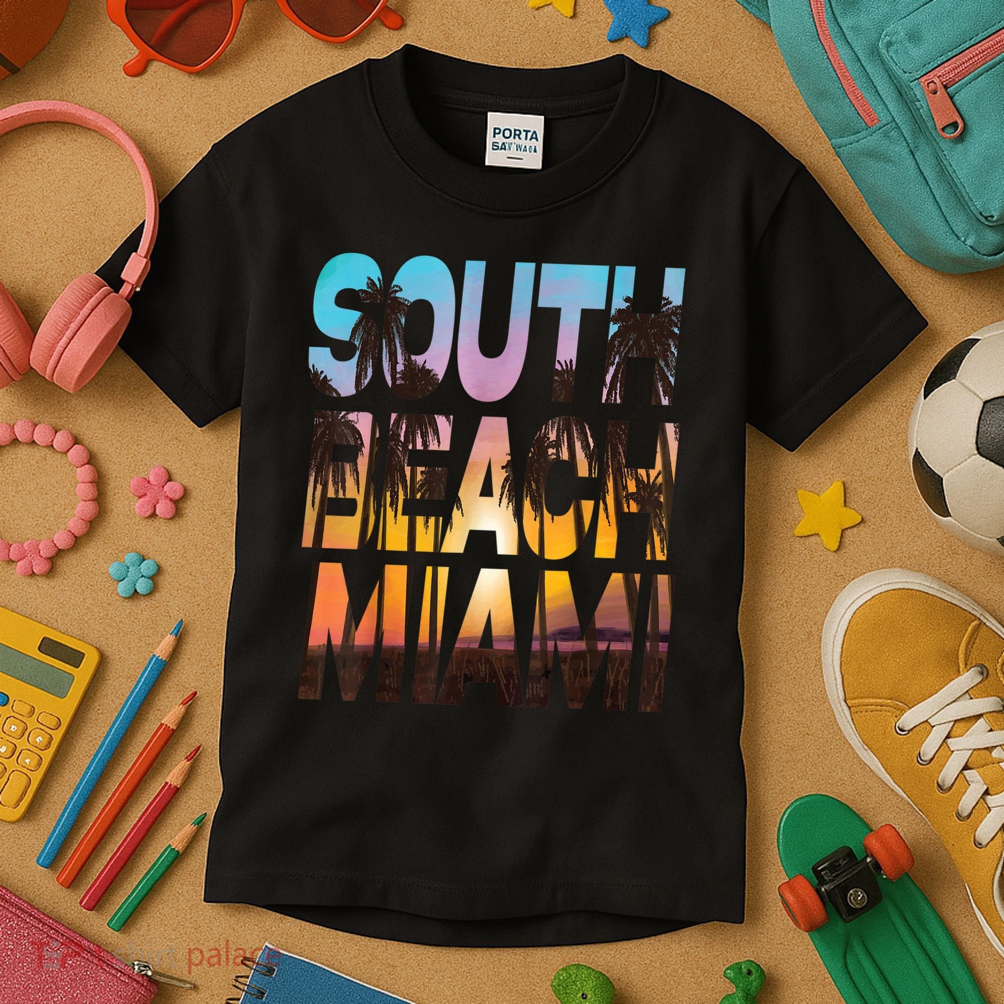 South Beach Miami Sunset I Love Miami Beach Souvenir Kids T-Shirt