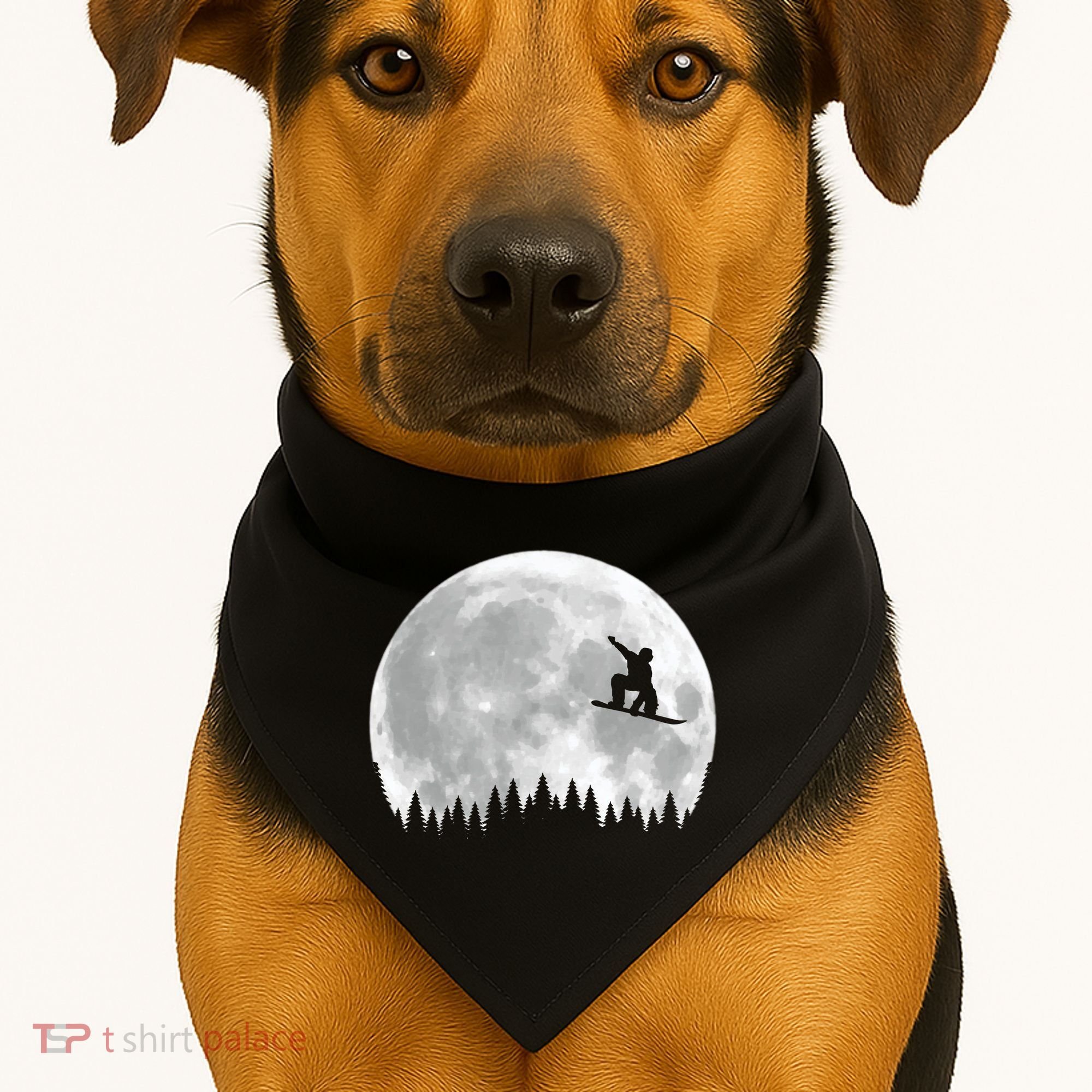 Snow Boarding Moon Cool Sport Hobby USA-Made Doggie Bandana