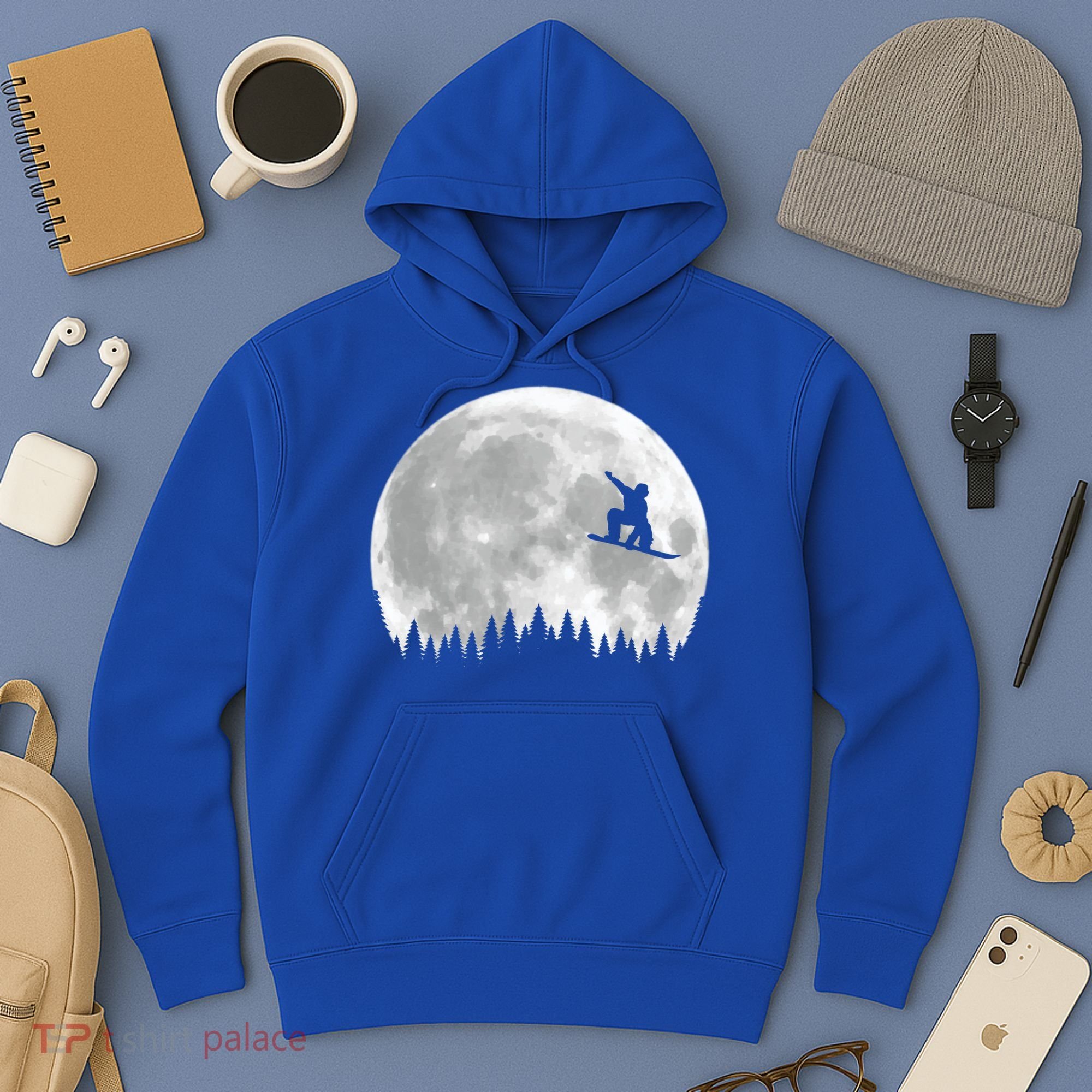 Snow Boarding Moon Cool Sport Hobby Hoodie
