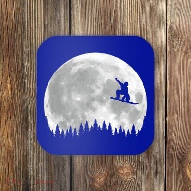 Snow Boarding Moon Cool Sport Hobby Coaster