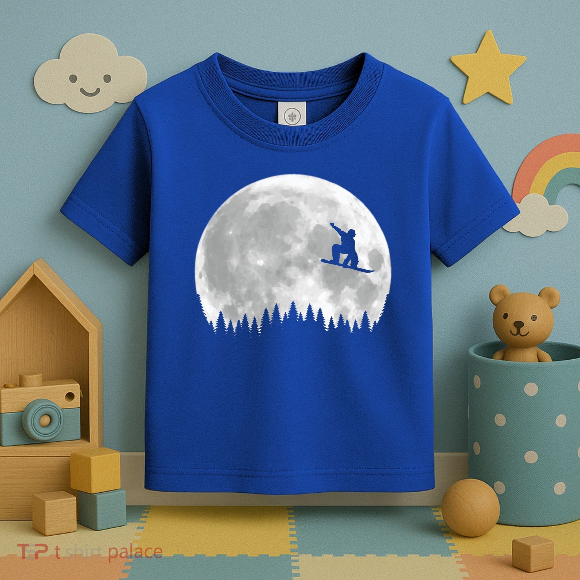 Snow Boarding Moon Cool Sport Hobby Toddler T-Shirt
