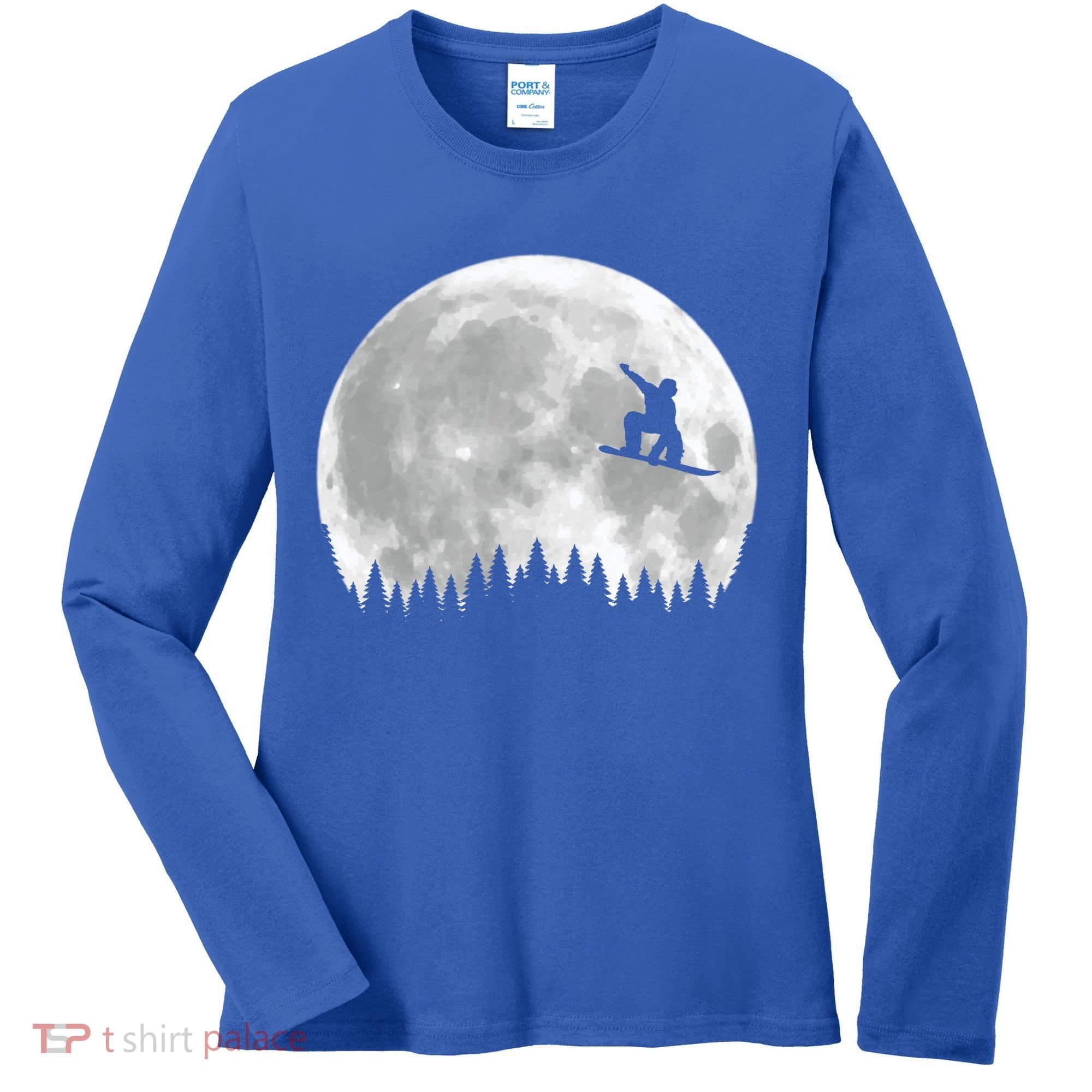 Snow Boarding Moon Cool Sport Hobby Women's Long Sleeve Shirt