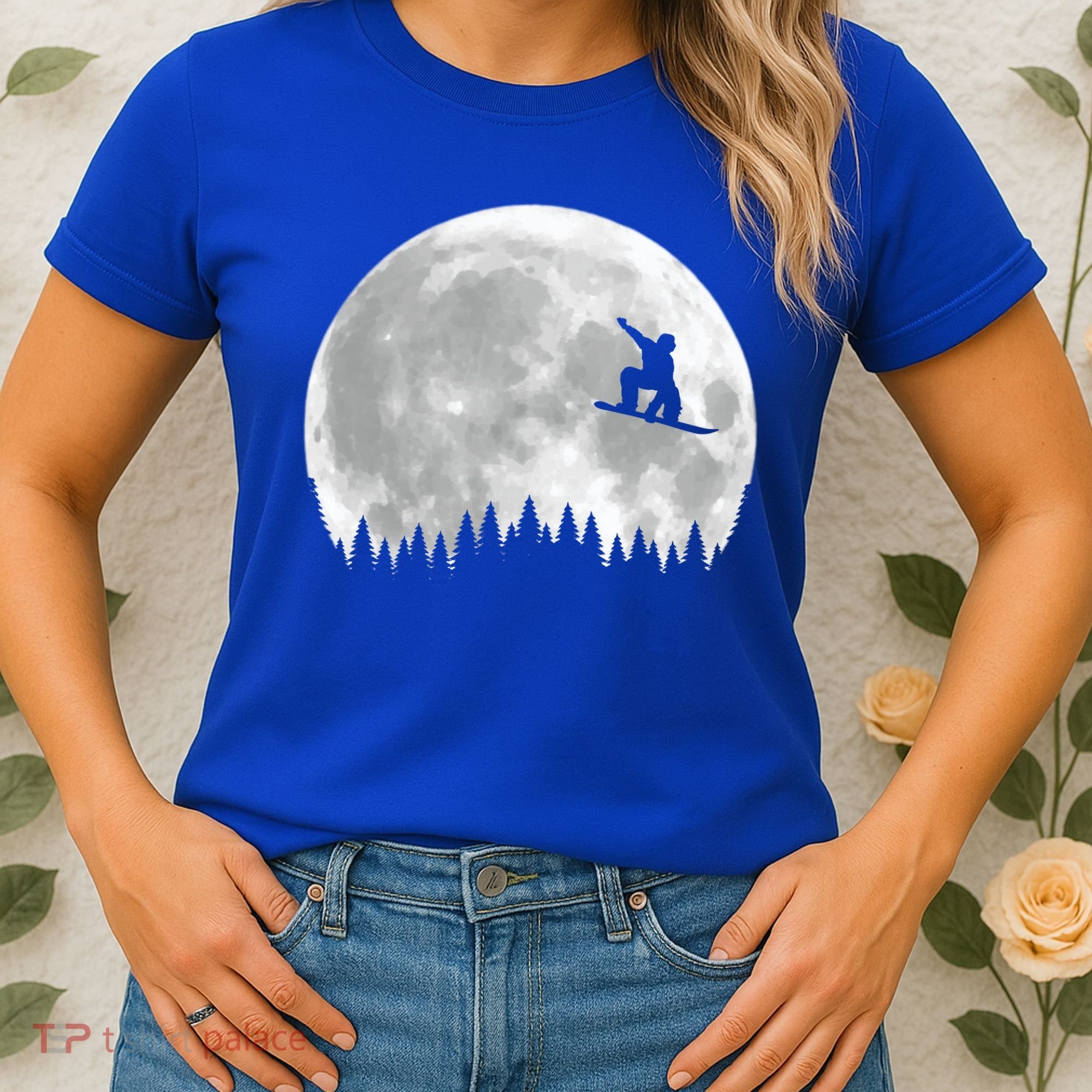 Snow Boarding Moon Cool Sport Hobby Women's T-Shirt