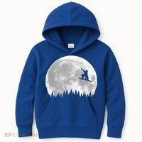 Snow Boarding Moon Cool Sport Hobby Kids Hoodie thumb 0