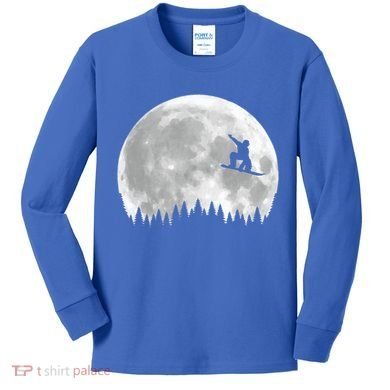 Snow Boarding Moon Cool Sport Hobby Kids Long Sleeve Shirt