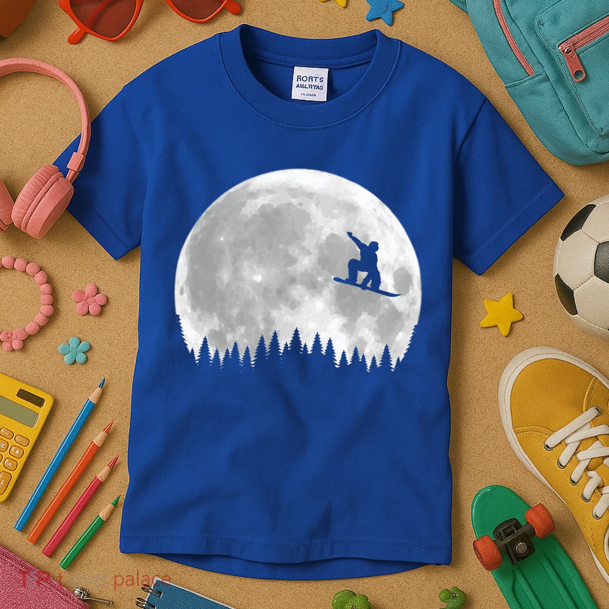 Snow Boarding Moon Cool Sport Hobby Kids T-Shirt