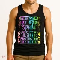 Spoiled By My Husband Blessed By God Wife Gifts From Husband Tank Top thumb 3