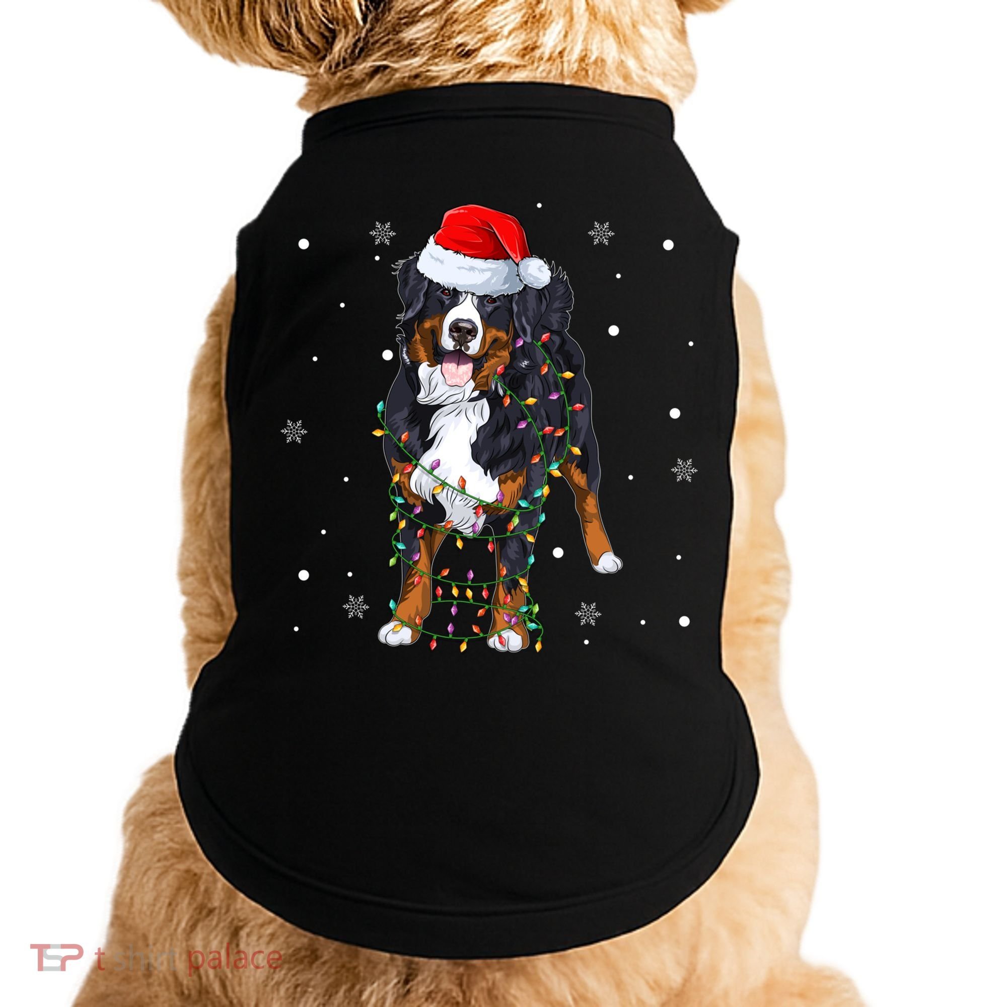 Santa Bernese Mountain Dog Xmas Tree Light Merry Christmas Great Gift Doggie Tank