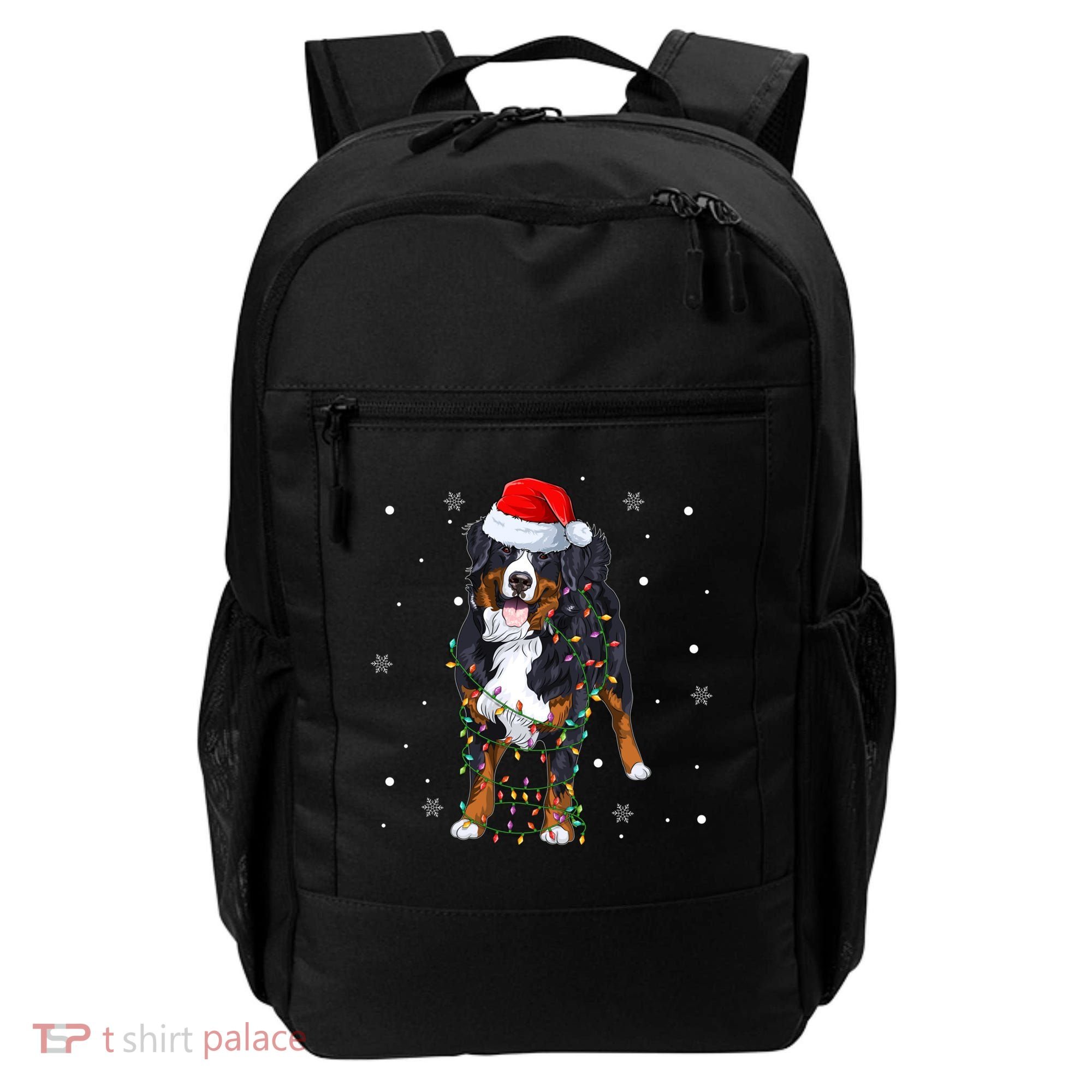 Santa Bernese Mountain Dog Xmas Tree Light Merry Christmas Great Gift Backpack