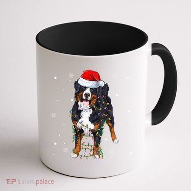 Santa Bernese Mountain Dog Xmas Tree Light Merry Christmas Great Gift Coffee Mug back