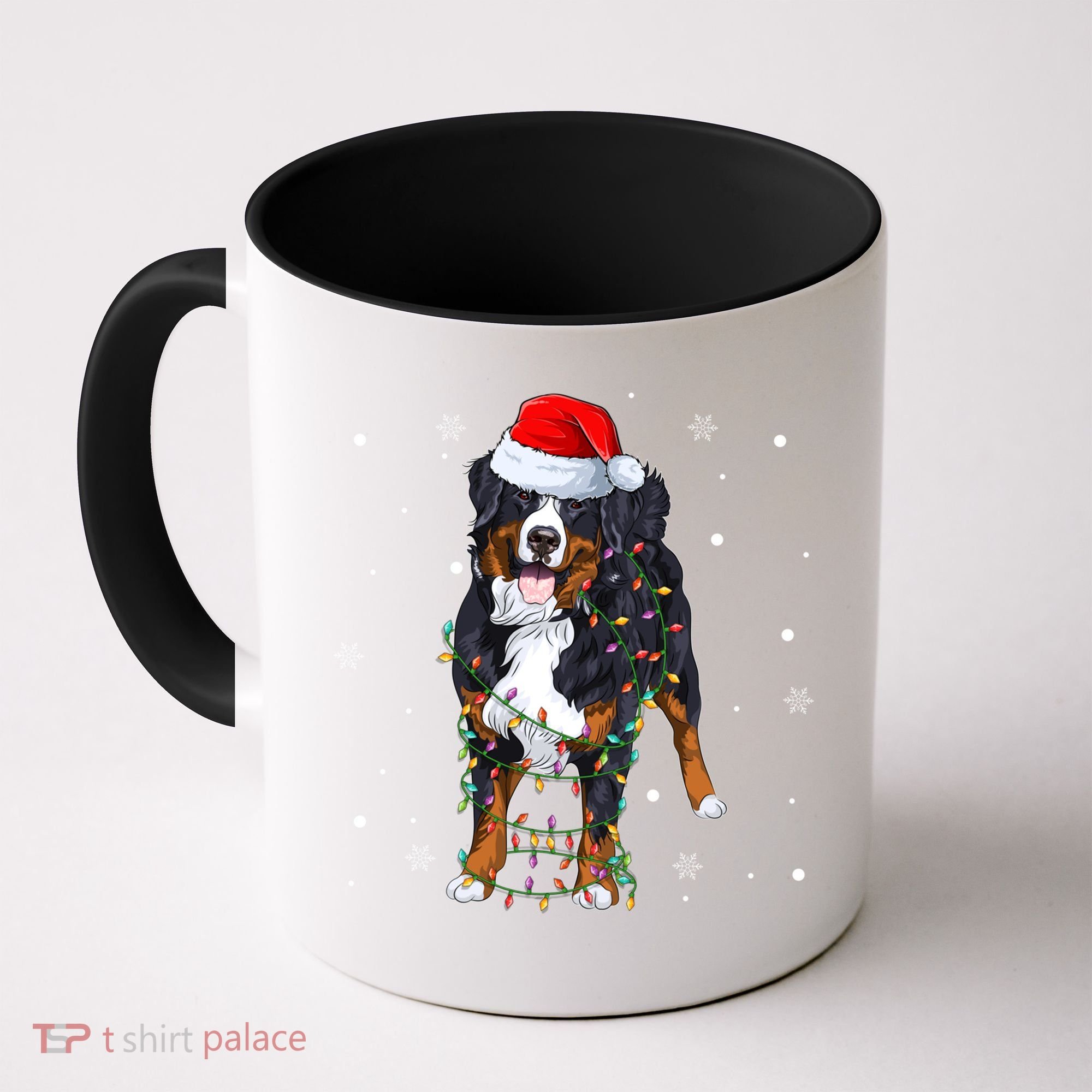 Santa Bernese Mountain Dog Xmas Tree Light Merry Christmas Great Gift Coffee Mug