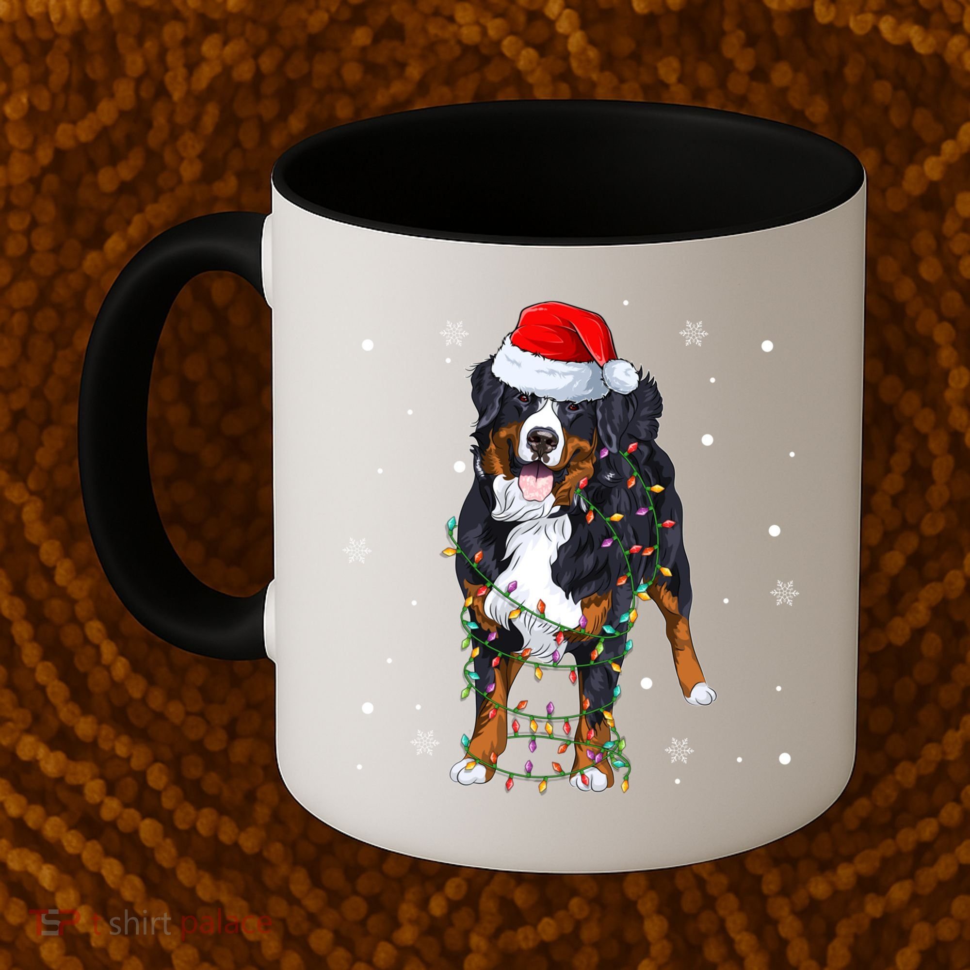 Santa Bernese Mountain Dog Xmas Tree Light Merry Christmas Great Gift Coffee Mug