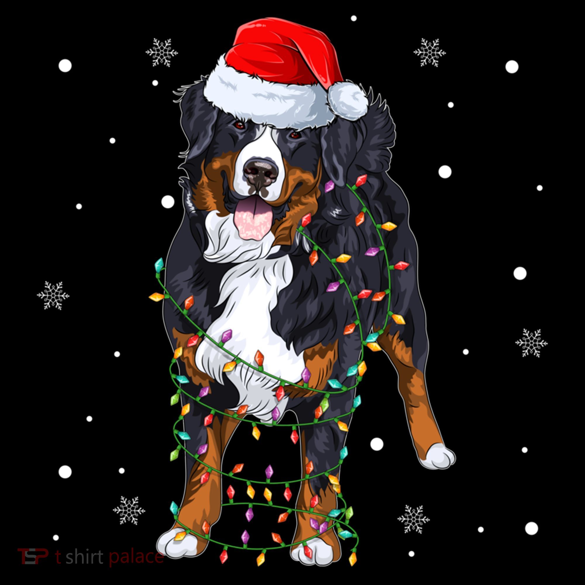Santa Bernese Mountain Dog Xmas Tree Light Merry Christmas Great Gift Coffee Mug