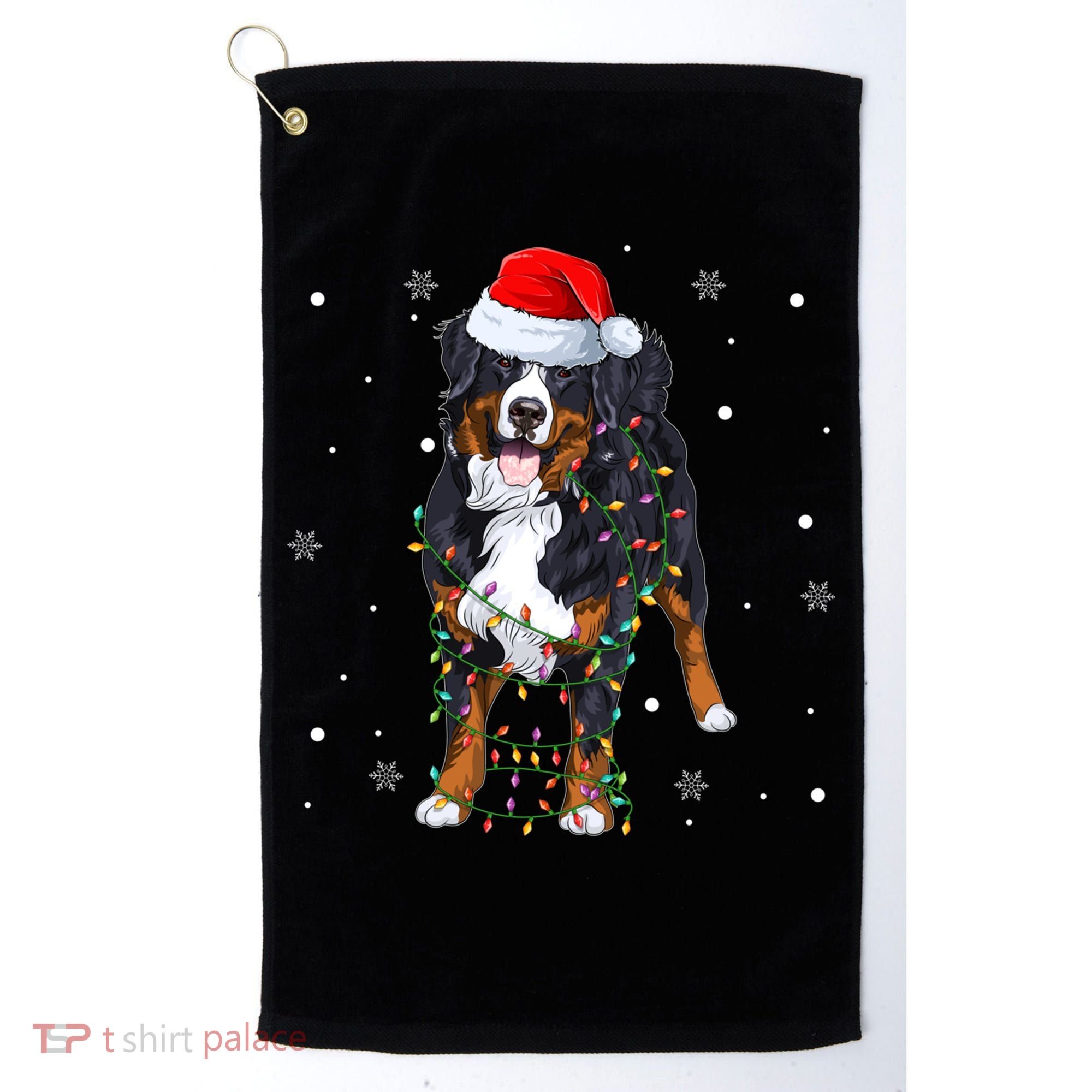 Santa Bernese Mountain Dog Xmas Tree Light Merry Christmas Great Gift Golf Towel