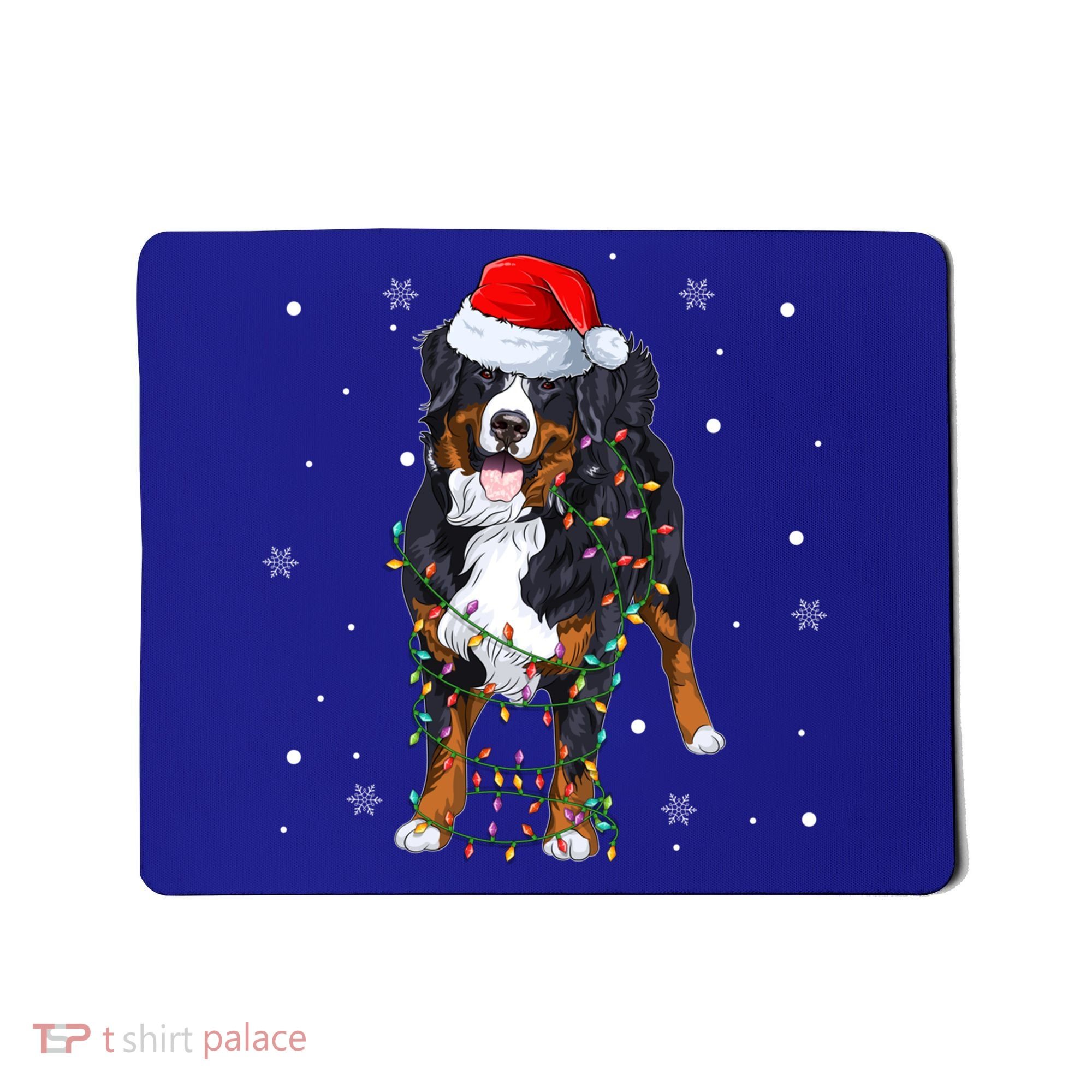 Santa Bernese Mountain Dog Xmas Tree Light Merry Christmas Great Gift Mousepad