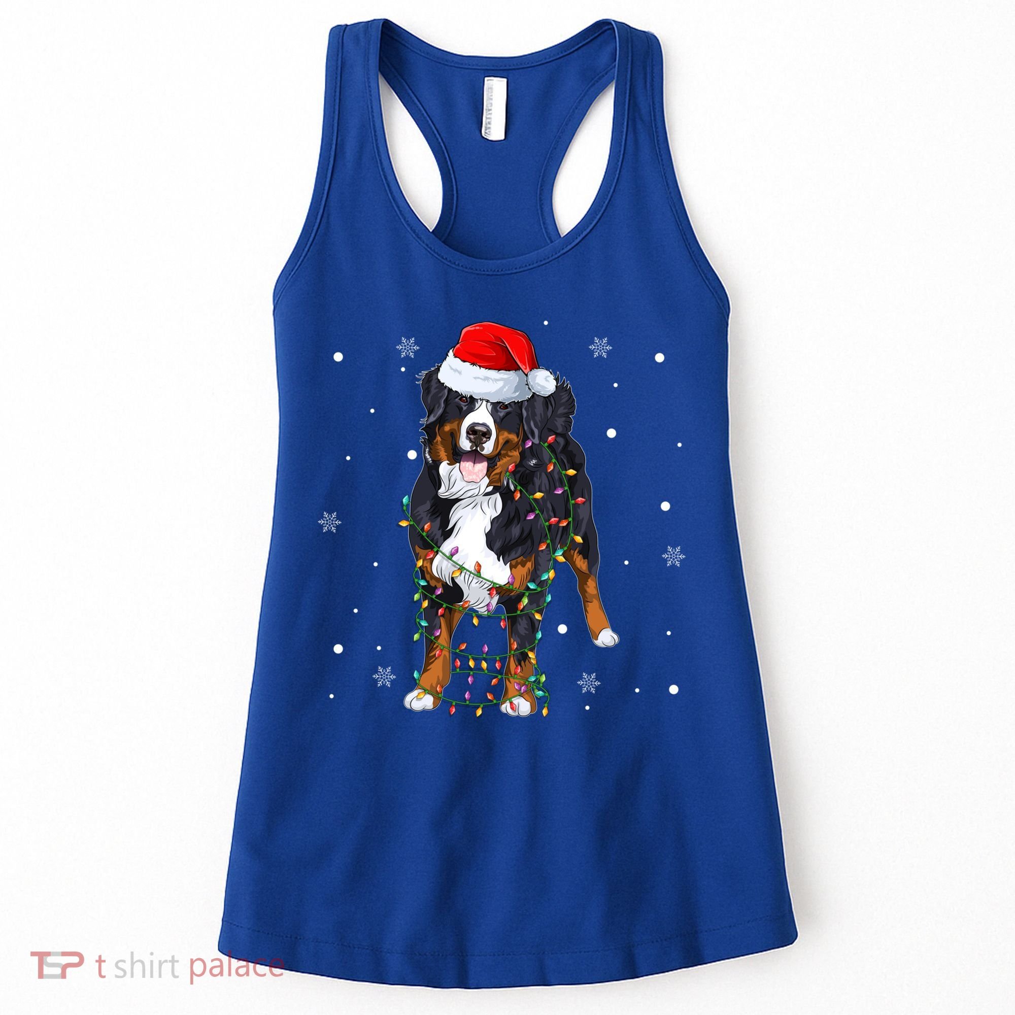 Santa Bernese Mountain Dog Xmas Tree Light Merry Christmas Great Gift Women's Tank Top