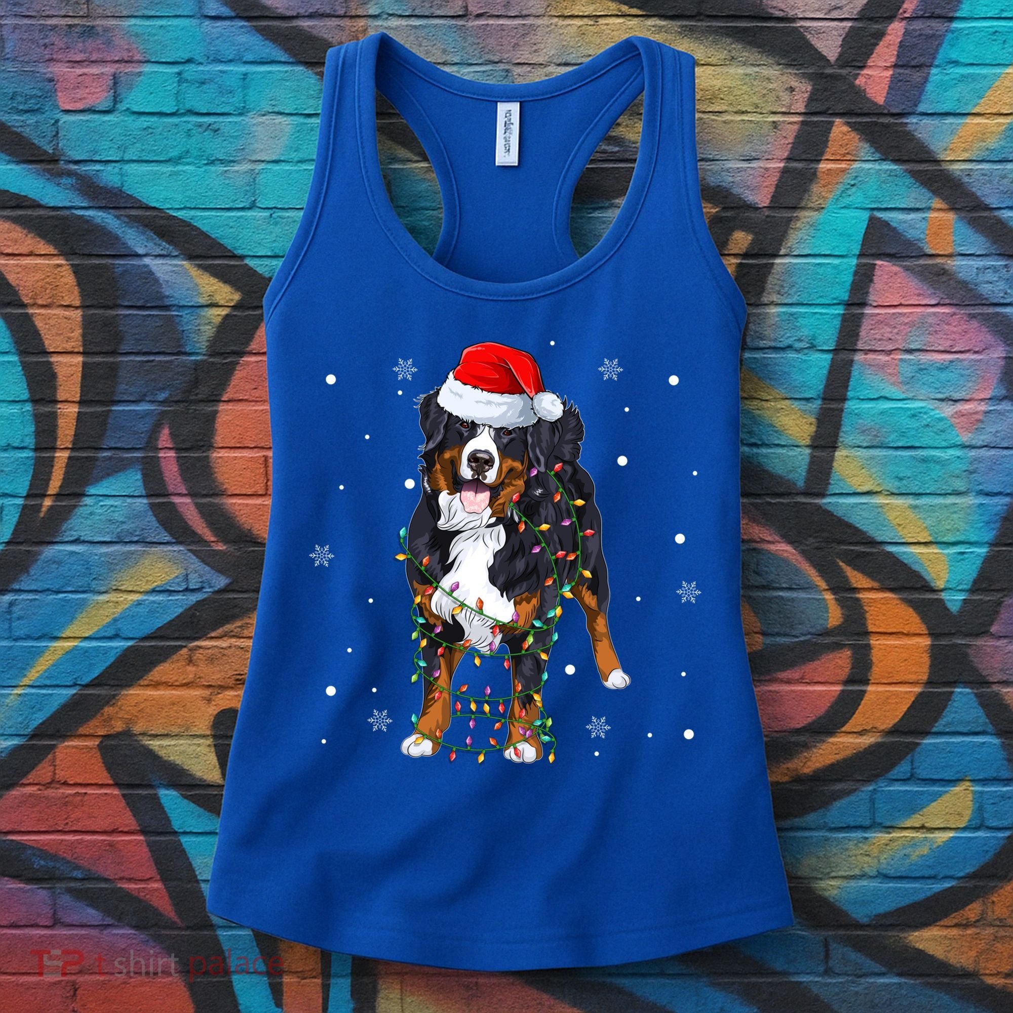 Santa Bernese Mountain Dog Xmas Tree Light Merry Christmas Great Gift Women's Tank Top