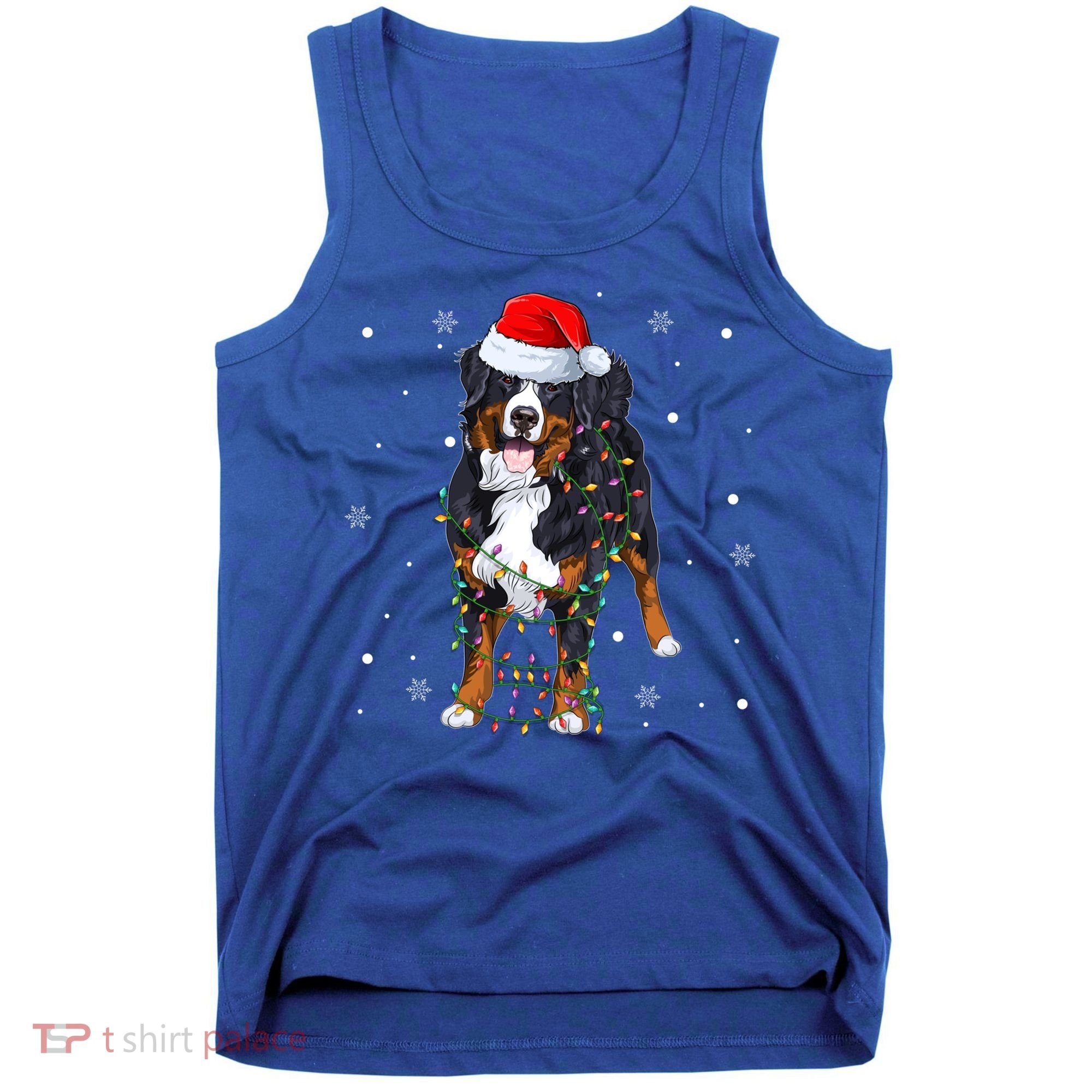 Santa Bernese Mountain Dog Xmas Tree Light Merry Christmas Great Gift Tank Top