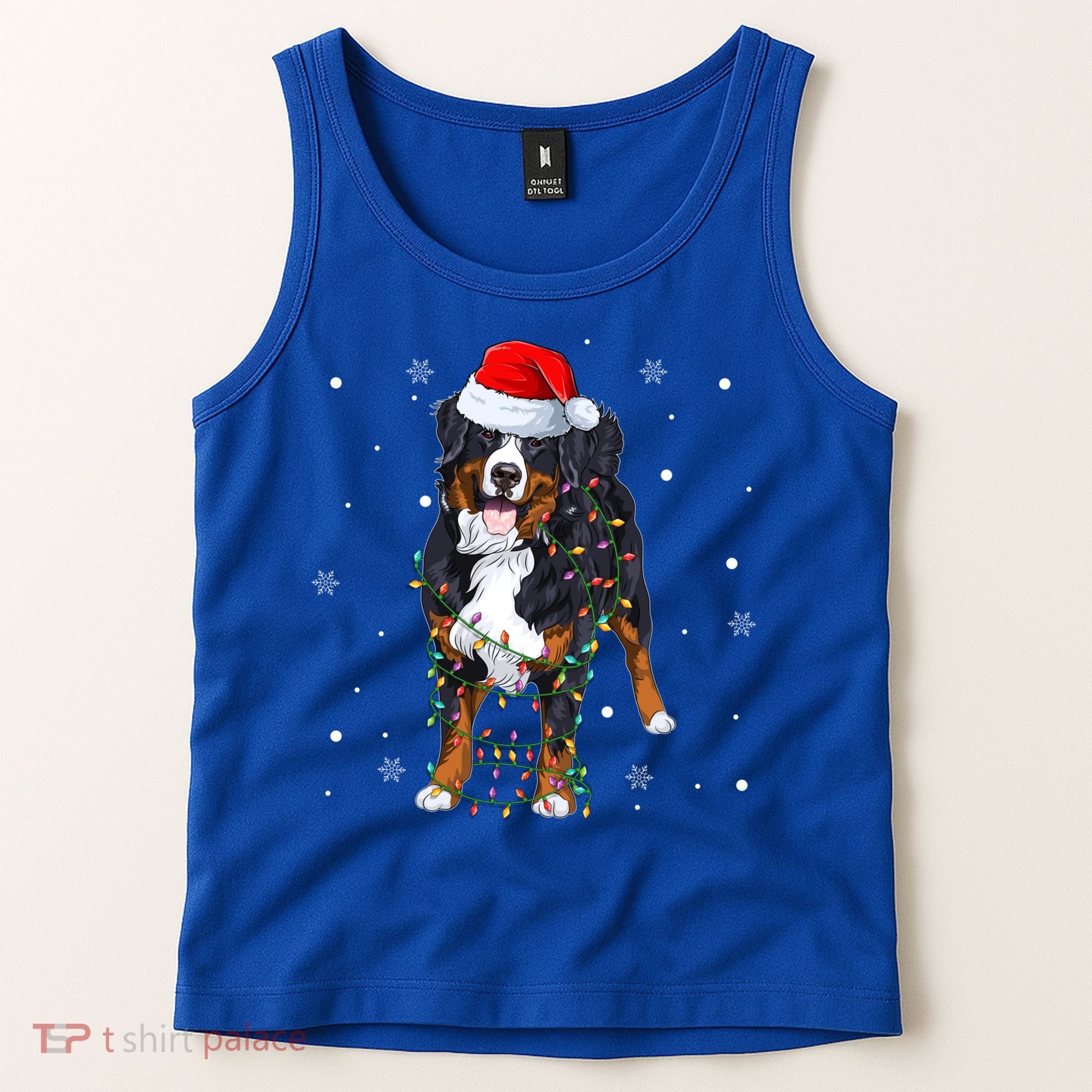 Santa Bernese Mountain Dog Xmas Tree Light Merry Christmas Great Gift Tank Top