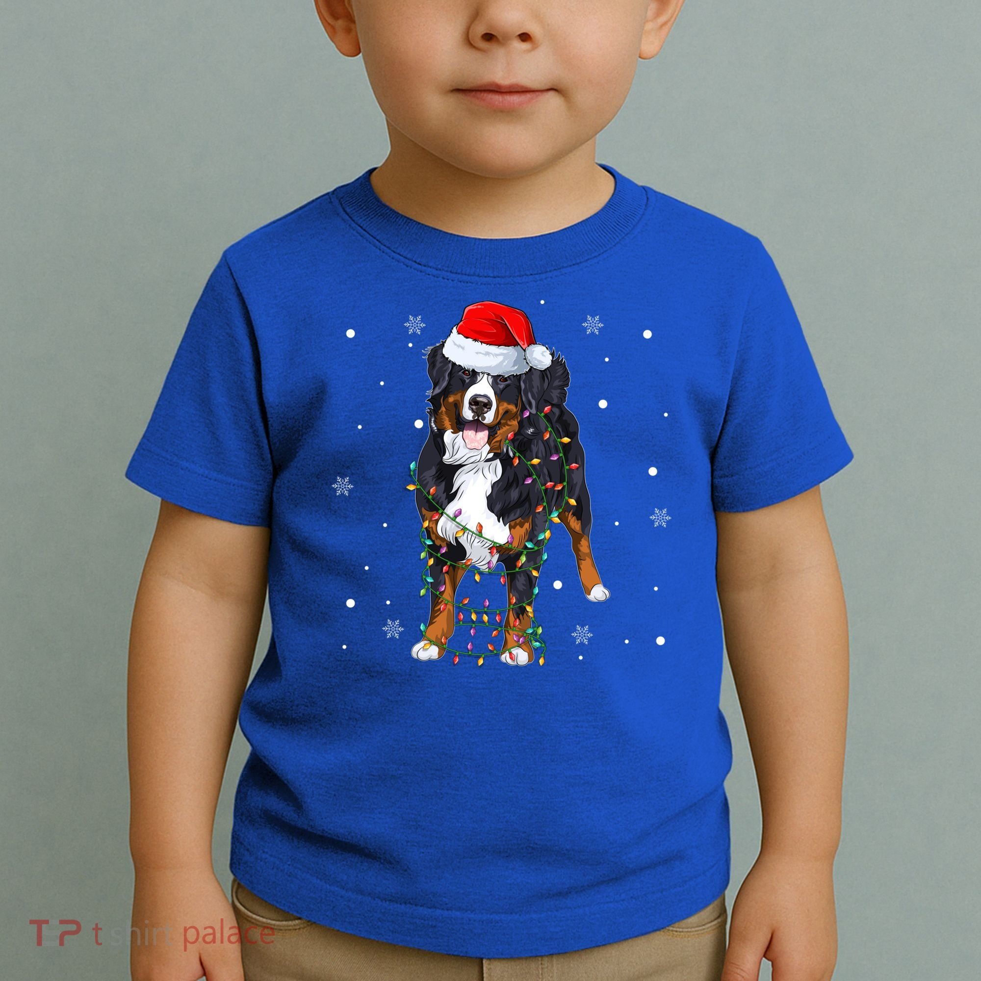 Santa Bernese Mountain Dog Xmas Tree Light Merry Christmas Great Gift Toddler T-Shirt
