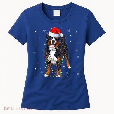 Santa Bernese Mountain Dog Xmas Tree Light Merry Christmas Great Gift Women's T-Shirt