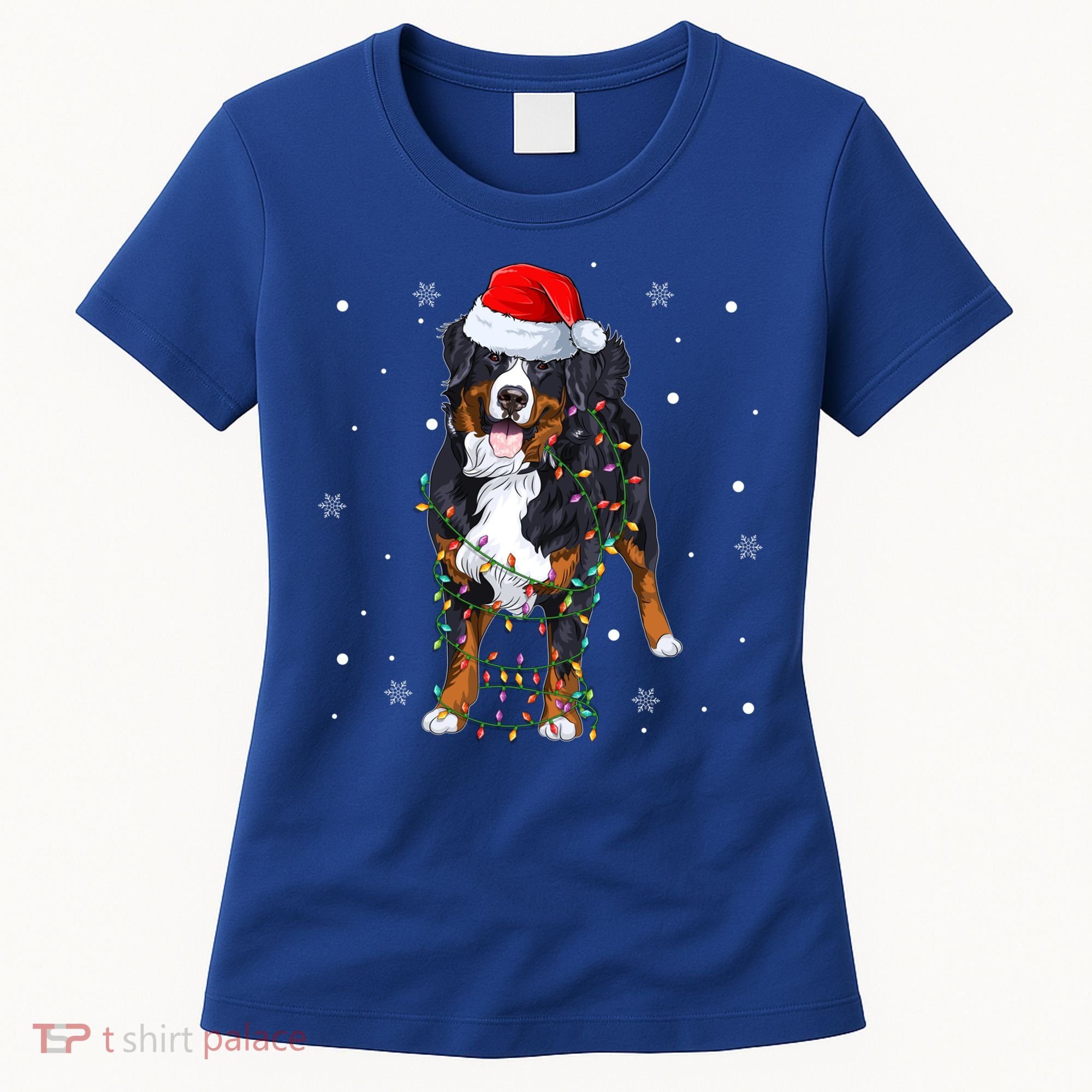 Santa Bernese Mountain Dog Xmas Tree Light Merry Christmas Great Gift Women's T-Shirt