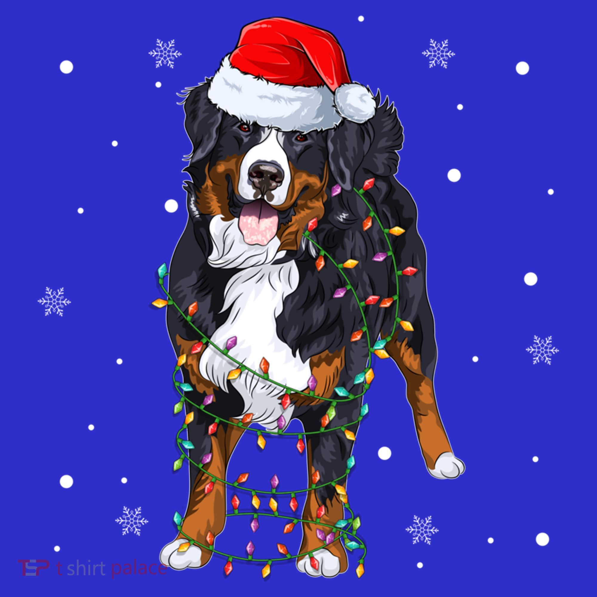 Santa Bernese Mountain Dog Xmas Tree Light Merry Christmas Great Gift Women's T-Shirt