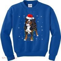 Santa Bernese Mountain Dog Xmas Tree Light Merry Christmas Great Gift Kids Sweatshirt thumb 0