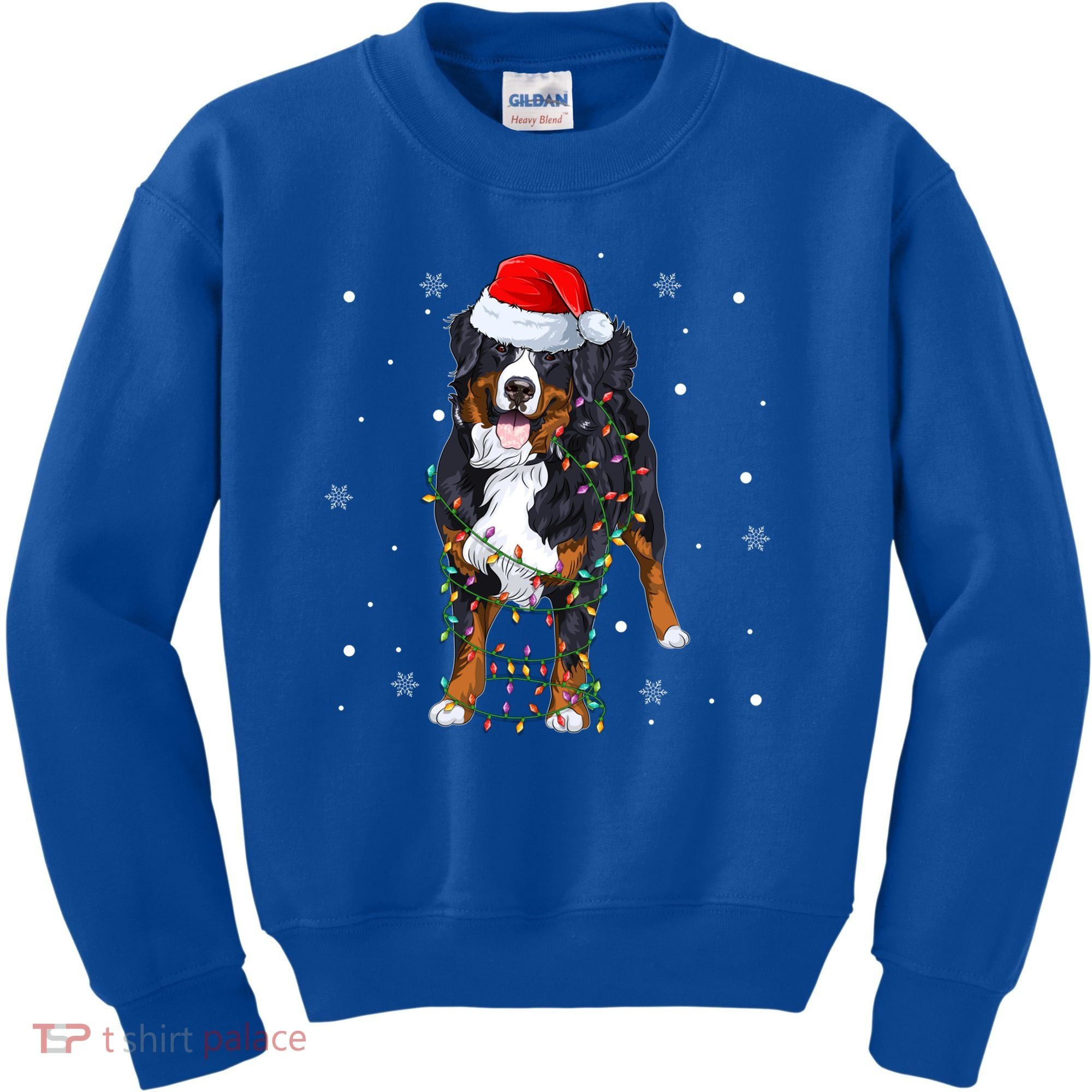 Santa Bernese Mountain Dog Xmas Tree Light Merry Christmas Great Gift Kids Sweatshirt