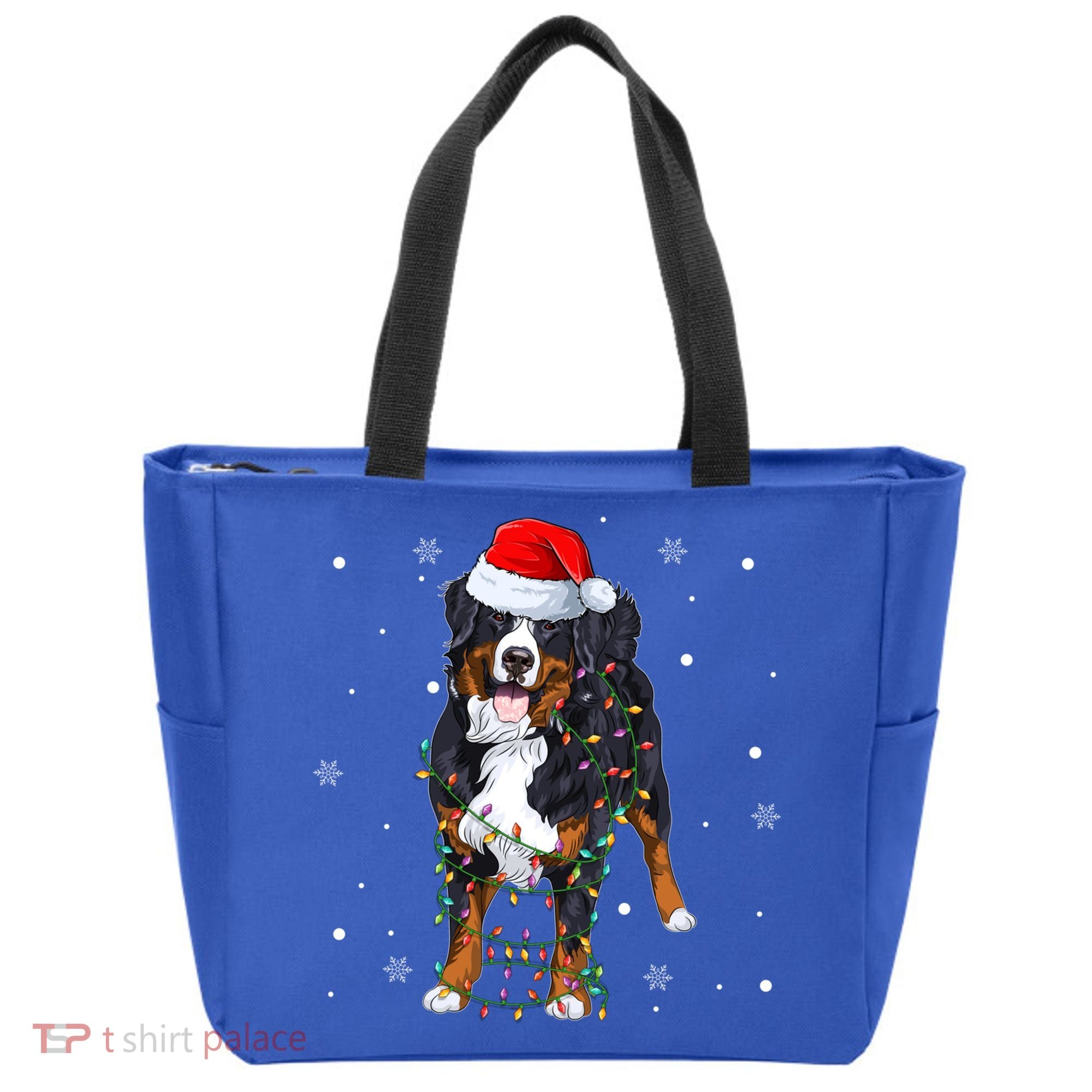 Santa Bernese Mountain Dog Xmas Tree Light Merry Christmas Great Gift Tote Bag