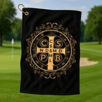 Saint Benedict Medal Catholic Print Golf Towel thumb 1