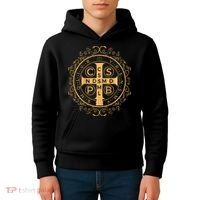 Saint Benedict Medal Catholic Print Kids Hoodie thumb 4