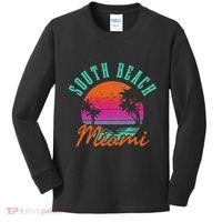 South Beach Miami Retro Florida Usa Souvenir Gift Kids Long Sleeve Shirt thumb 0