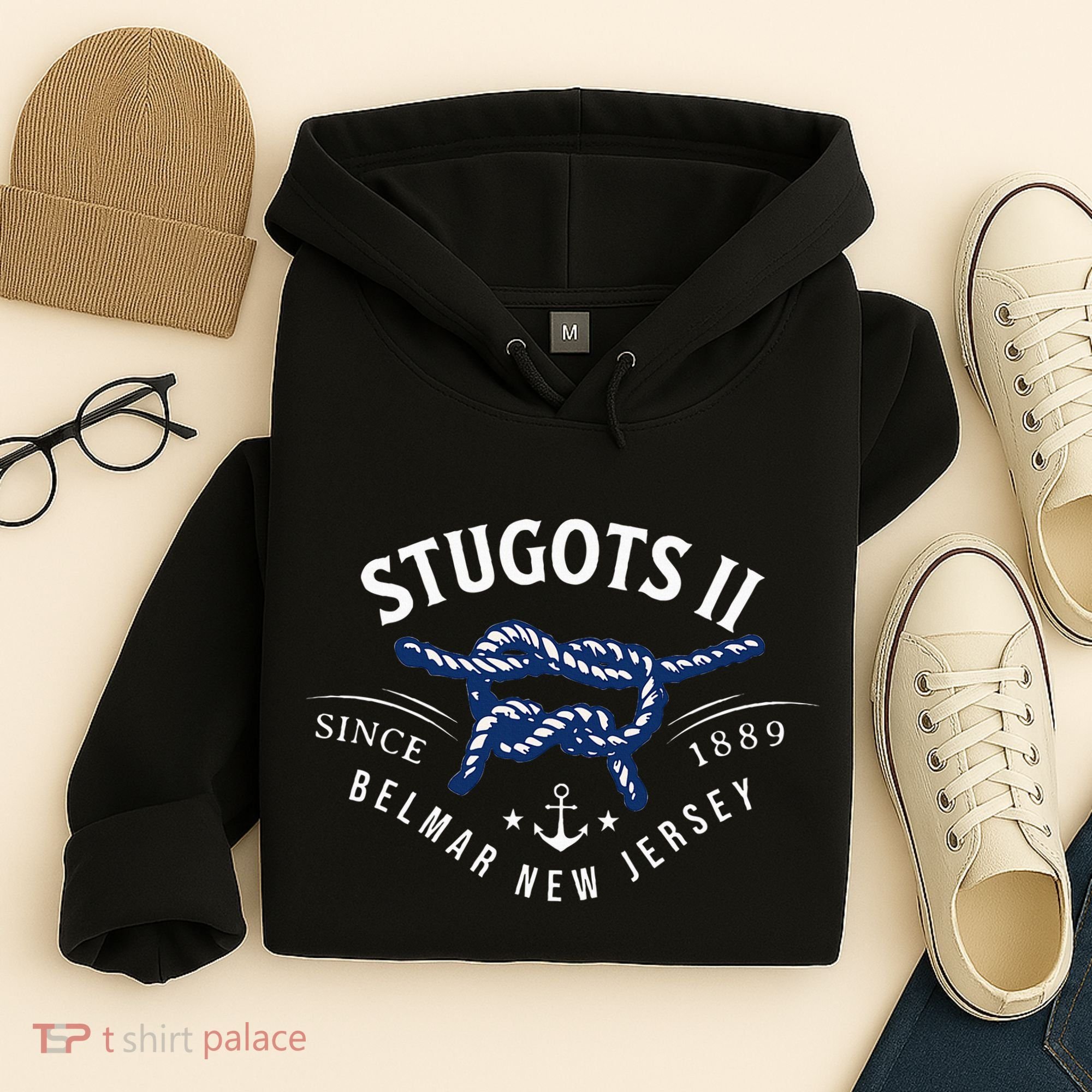 Stugots Belmar Nj Rope Retro Sarcastic Funny Boating Hoodie