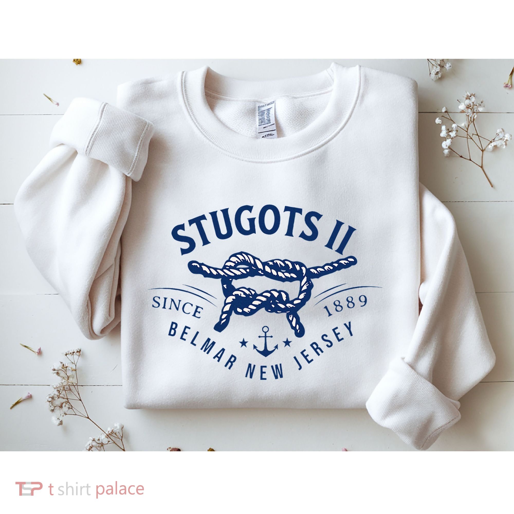 Stugots Belmar Nj Anchor Distressed Sarcastic Boating Sweatshirt