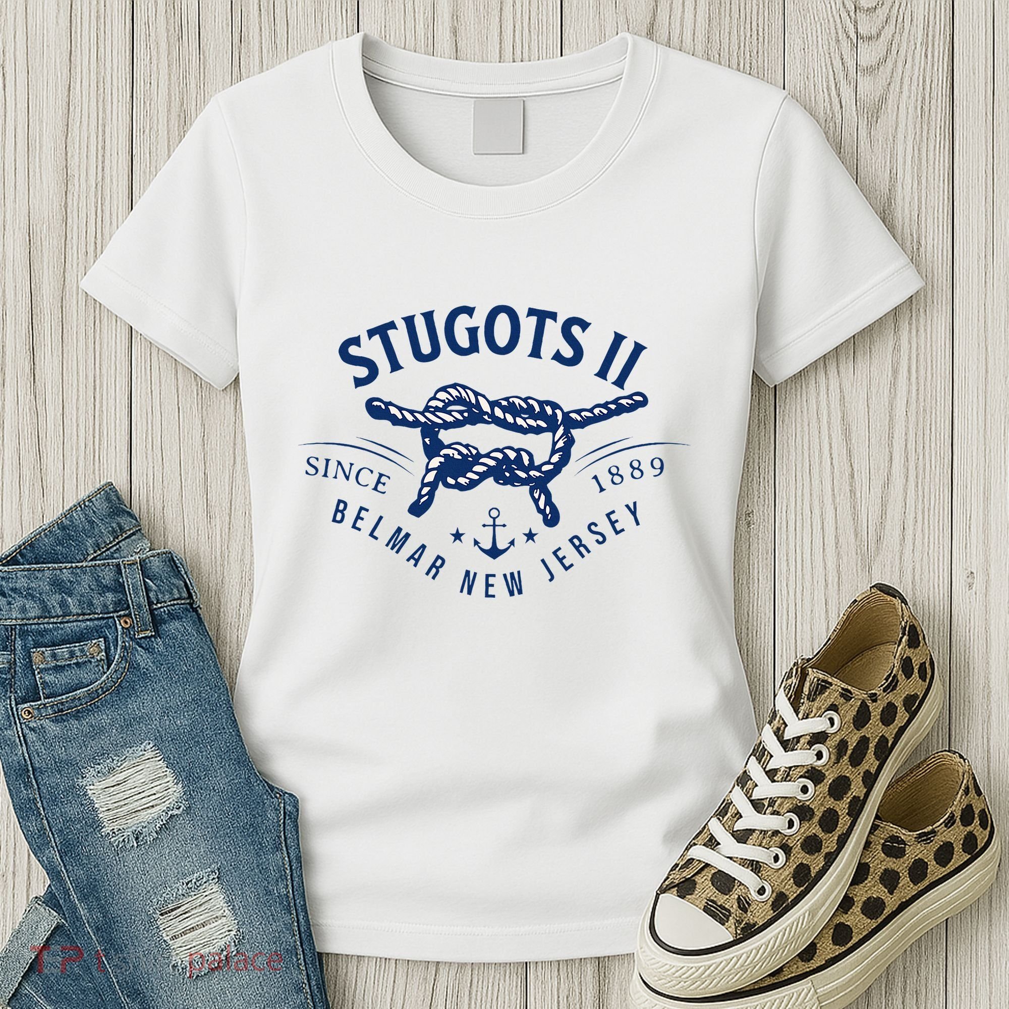 Stugots Belmar Nj Anchor Distressed Sarcastic Boating Women's T-Shirt