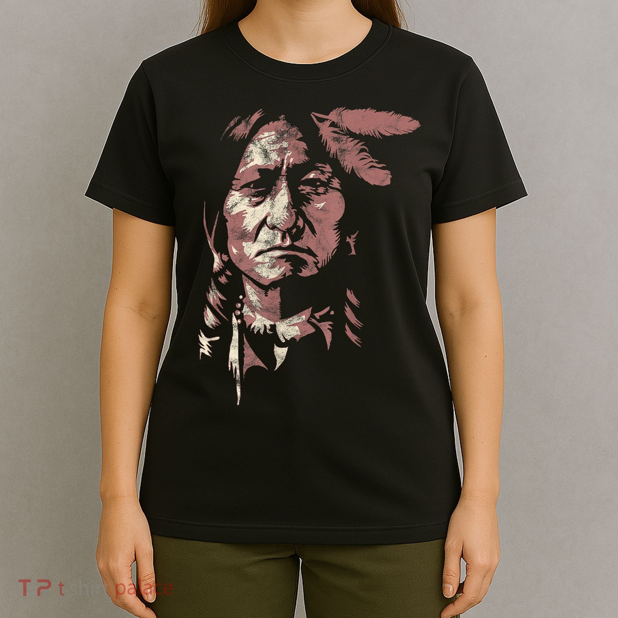 Sitting Bull Native American Chief Indian Warrior T-Shirt