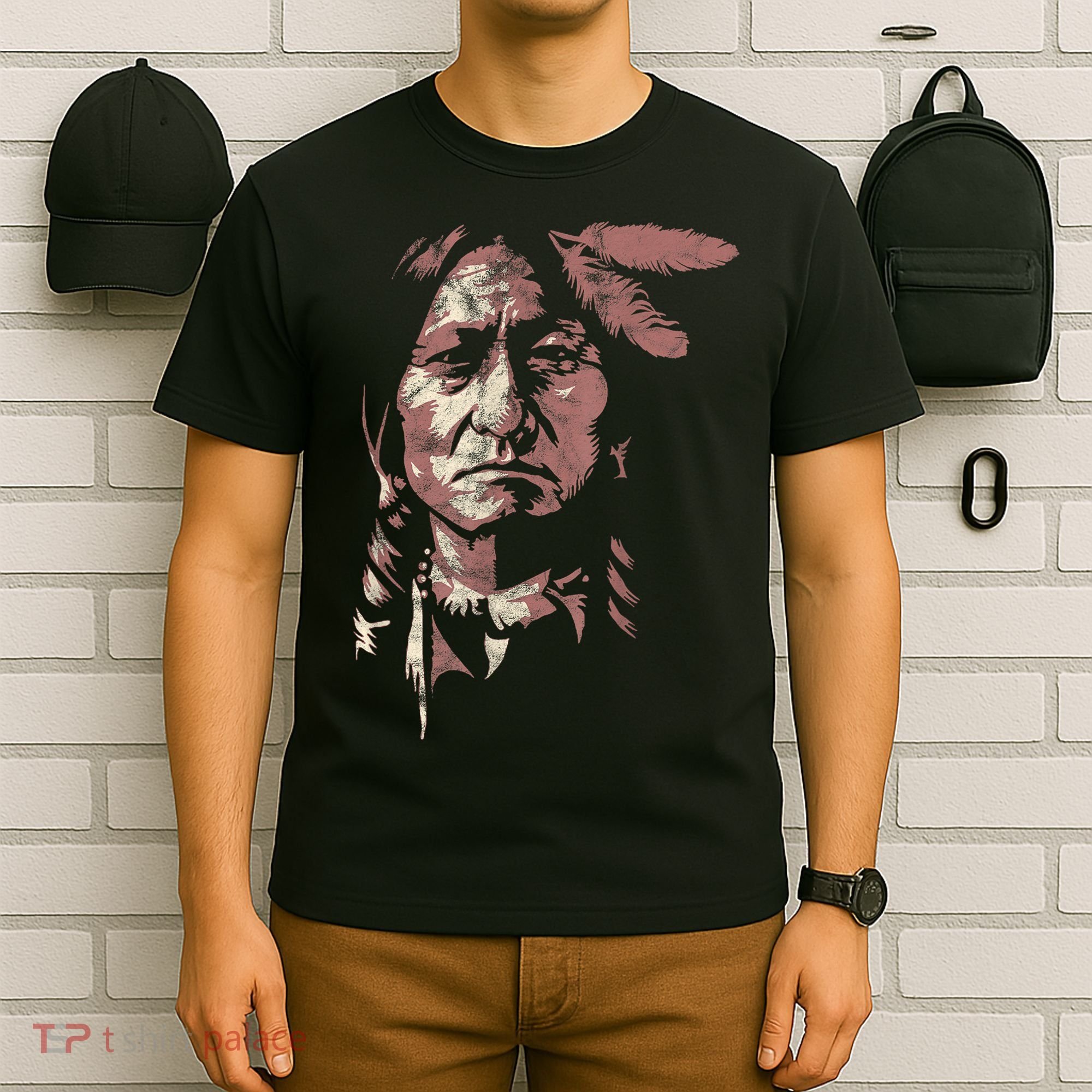 Sitting Bull Native American Chief Indian Warrior T-Shirt