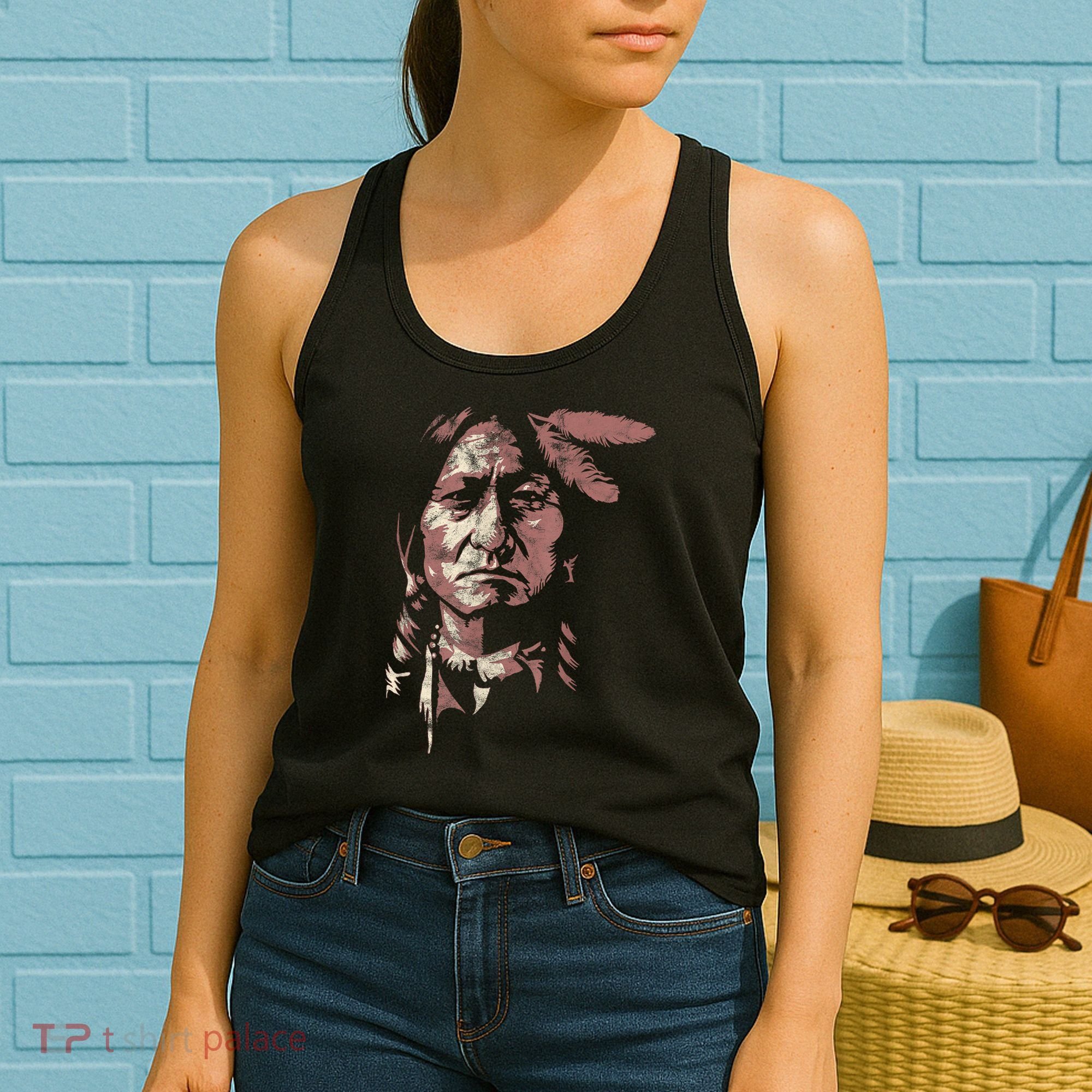 Sitting Bull Native American Chief Indian Warrior Women's Tank Top