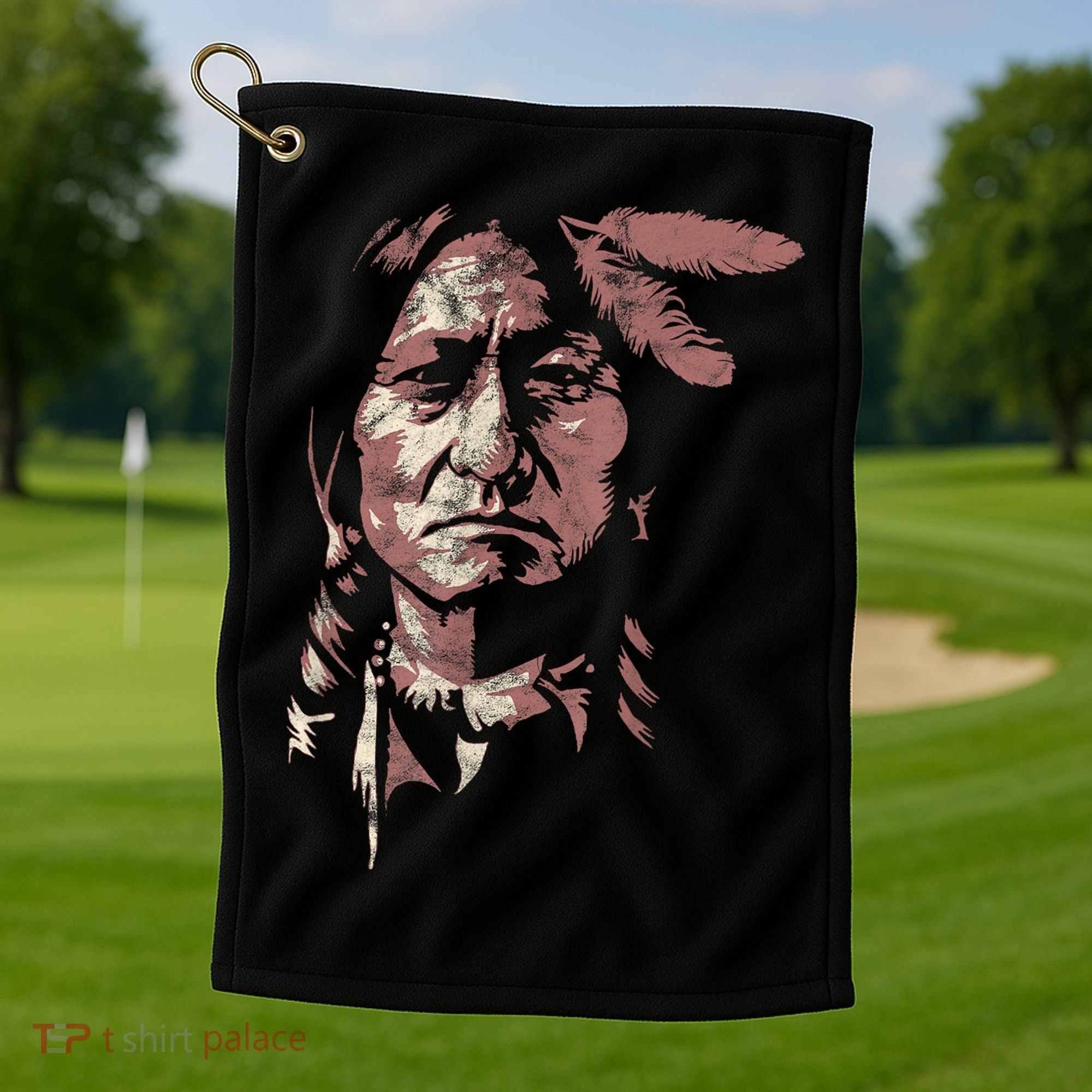 Sitting Bull Native American Chief Indian Warrior Golf Towel