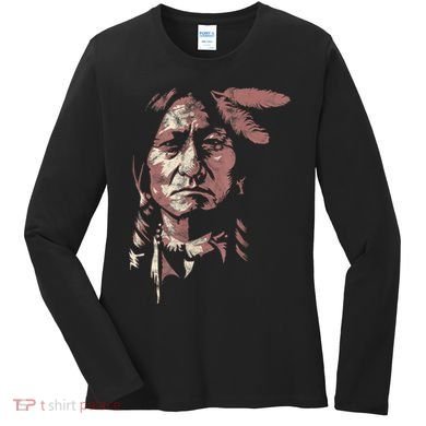 Sitting Bull Native American Chief Indian Warrior Women's Long Sleeve Shirt