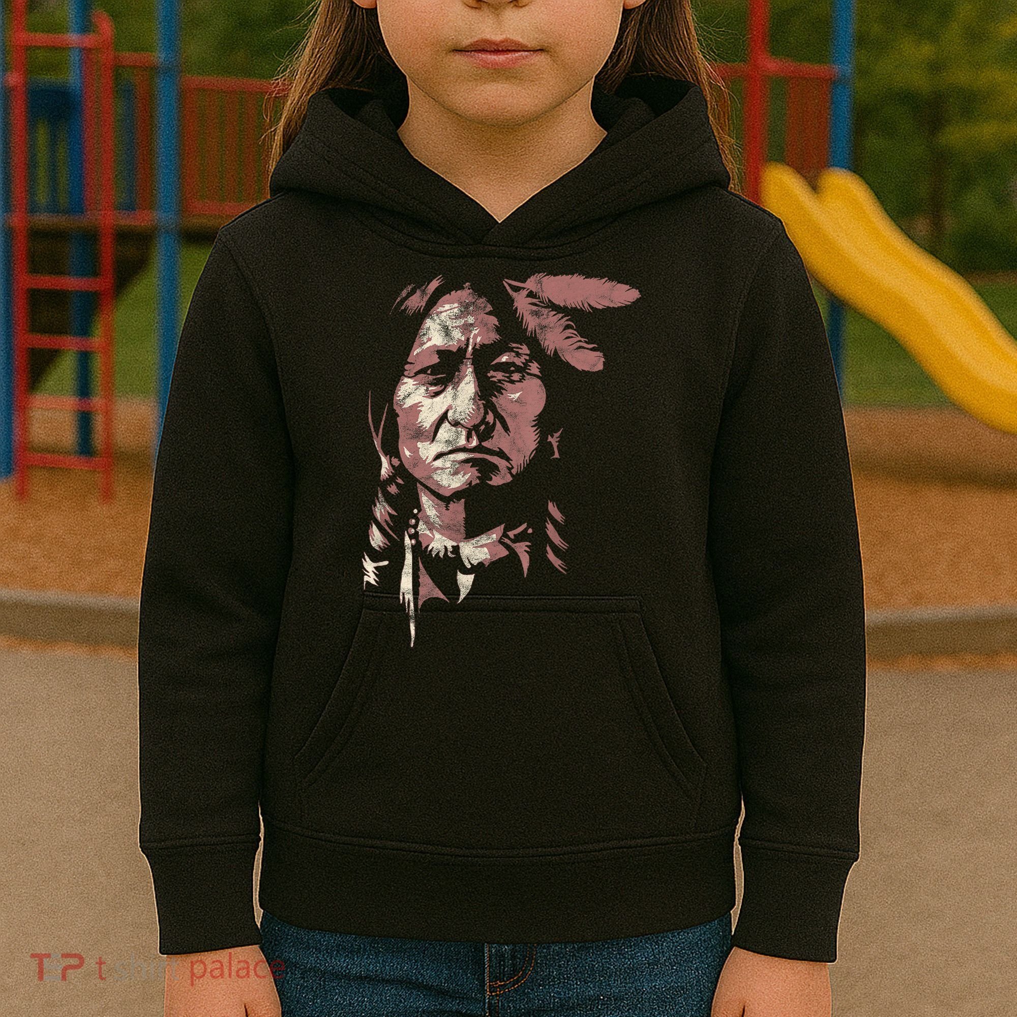 Sitting Bull Native American Chief Indian Warrior Kids Hoodie