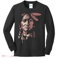 Sitting Bull Native American Chief Indian Warrior Kids Long Sleeve Shirt thumb 0