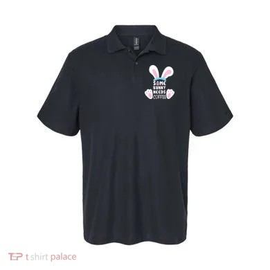 Some Bunny Needs Coffee Rabbit Funny Easter Polo