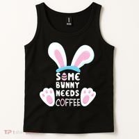 Some Bunny Needs Coffee   Rabbit Funny Easter Tank Top thumb 2