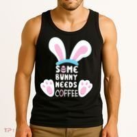 Some Bunny Needs Coffee   Rabbit Funny Easter Tank Top thumb 3