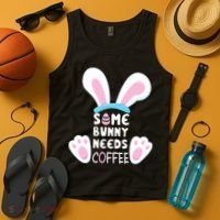 Some Bunny Needs Coffee   Rabbit Funny Easter Tank Top thumb 4