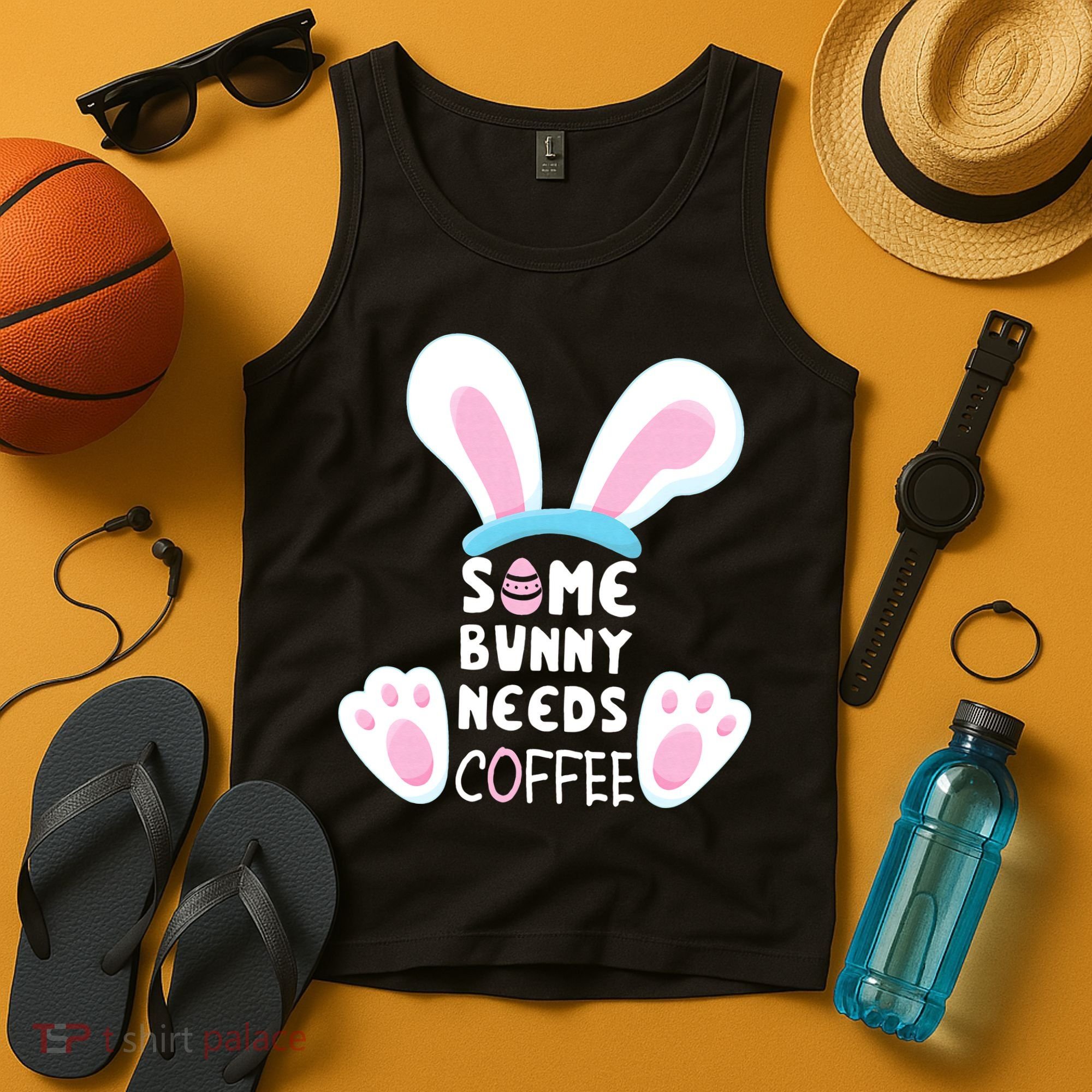 Some Bunny Needs Coffee   Rabbit Funny Easter Tank Top